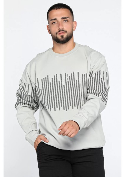 Erkek Bisiklet Yaka Baskılı Sweatshirt fiyatları