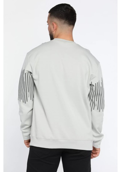 Erkek Bisiklet Yaka Baskılı Sweatshirt modelleri