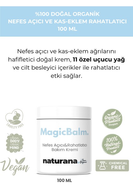 Doğal Organik Burun Açıcı Krem Rahat Nefes Tutulma Giderici Balm 100ML