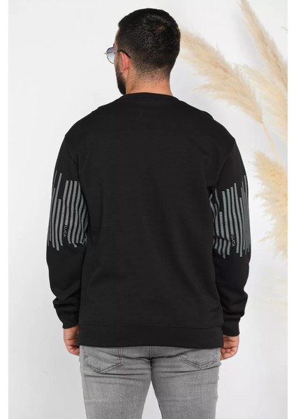 Erkek Bisiklet Yaka Baskılı Sweatshirt modelleri