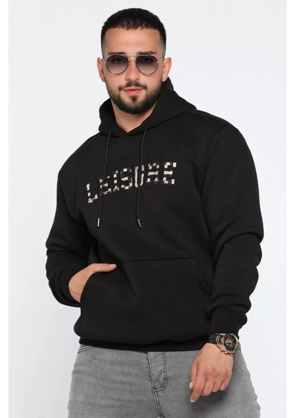 Erkek Kapüşonlu Nakışlı Şardonlu Üç Iplik Sweatshirt