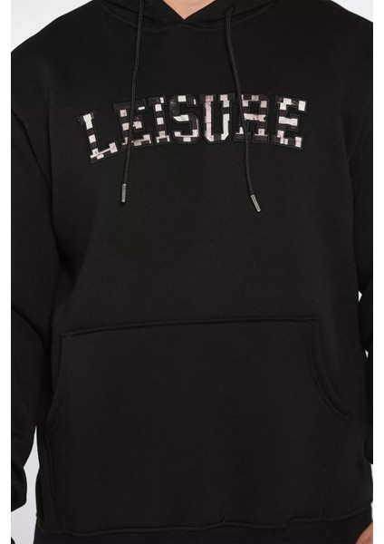 Erkek Kapüşonlu Nakışlı Şardonlu Üç Iplik Sweatshirt fırsatları