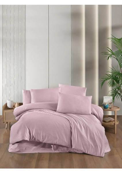 Marlenka Home Tex Lüx Saten Nevresim Takımı Çizgili