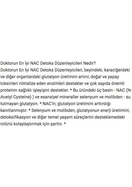 N-Acetyl L-Cysteine Nac Detox Ozelsporcugıdaların'dan 180 Veggie CAPSUL.3744 fiyatları