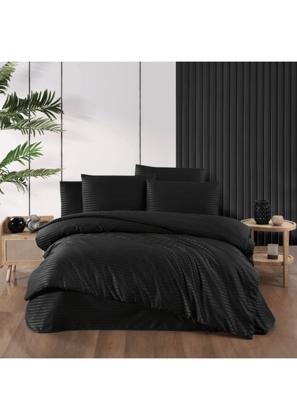 Marlenka Home Tex Lüx Saten Nevresim Takımı Çizgili
