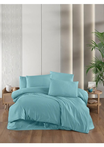 Marlenka Home Tex Lüx Saten Nevresim Takımı Çizgili