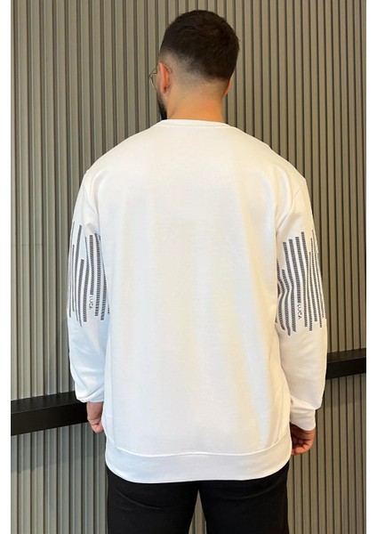 Erkek Bisiklet Yaka Baskılı Sweatshirt modelleri