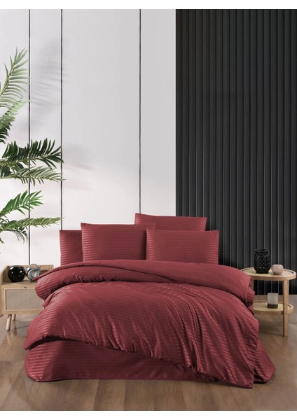 Marlenka Home Tex Lüx Saten Nevresim Takımı Çizgili