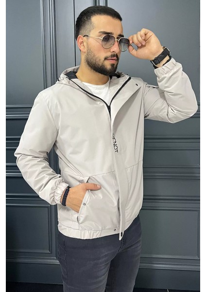 Kapüşonlu Astarlı Kol Cep Detaylı Erkek Mevsimlik Mont