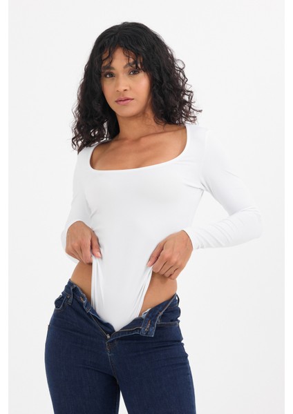 Beyaz Degaje Yaka Uzun Kollu Zıbın indirimleri