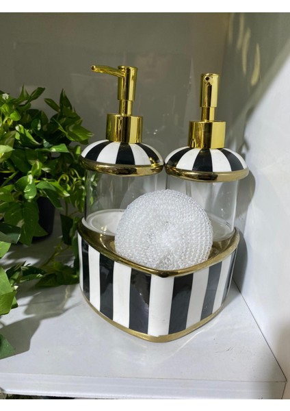 Lavin Porselen Lüx Çift Hazneli Kalp Tasarımlı Sıvı Sabunluk Deterjanlık