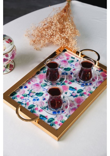 Rose Deluxe Sunum Tepsi Gold Çerçeveli modelleri