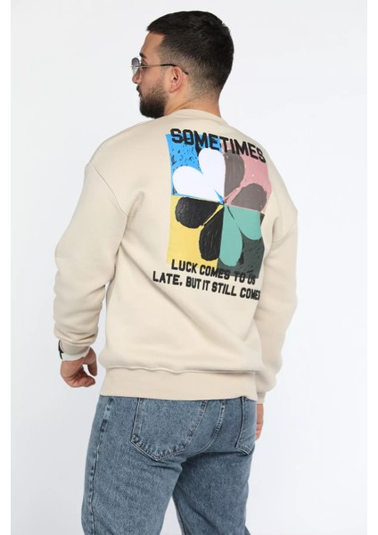 Bisiklet Yaka Üç Iplik Şardonlu Baskılı Erkek Sweatshirt modelleri