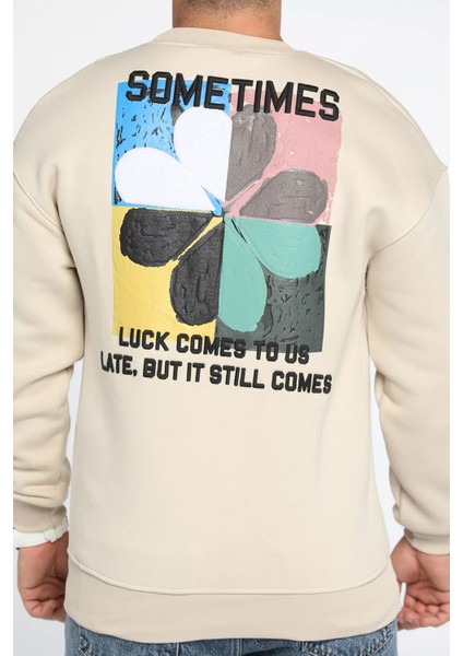 Bisiklet Yaka Üç Iplik Şardonlu Baskılı Erkek Sweatshirt fırsatları