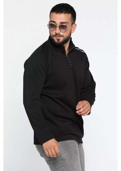 Yarım Fermuarlı Baskılı Double Face Erkek Sweatshirt fiyatları