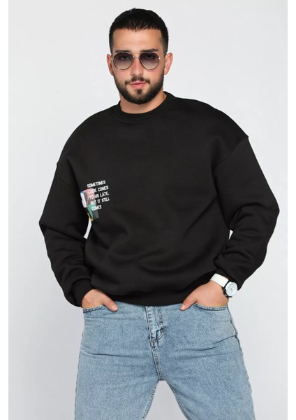 Bisiklet Yaka Üç Iplik Şardonlu Baskılı Erkek Sweatshirt fiyatları