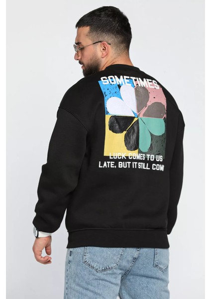 Bisiklet Yaka Üç Iplik Şardonlu Baskılı Erkek Sweatshirt modelleri