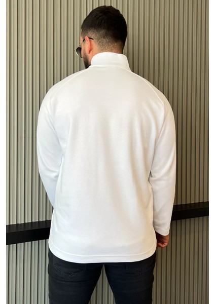Yarım Fermuarlı Baskılı Double Face Erkek Sweatshirt modelleri