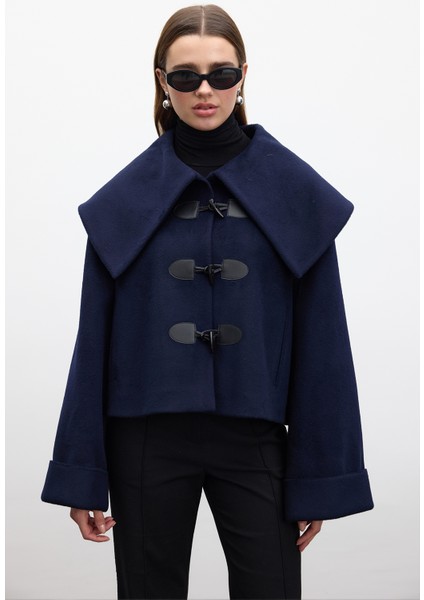 Tokalı Kaşe Kaban Lacivert modelleri