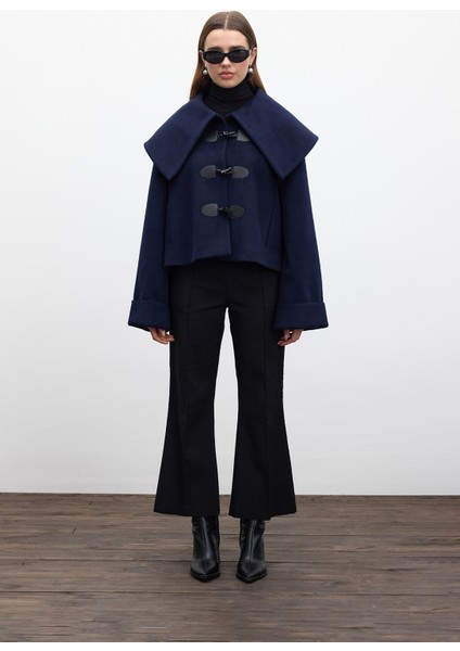 Tokalı Kaşe Kaban Lacivert indirimleri