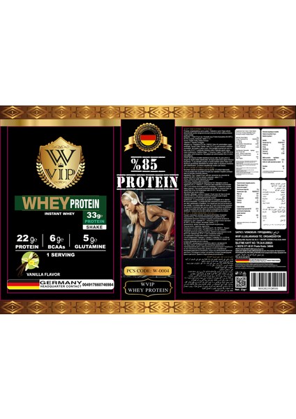 W Vıp Whey Protein Tozu (Bcaas + Glutamine Ilaveli) 33 gr x 30 Saşe Special Kutu