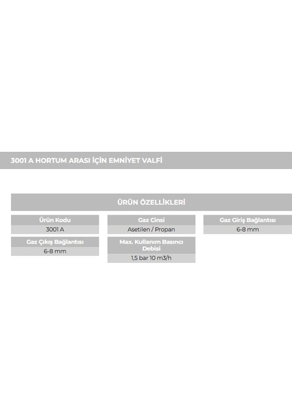 Mtmgaz Alev Emniyet Valfi Hortum Arası (Doğalgaz,Hidrojen,Propan,Asetilen) fiyatları