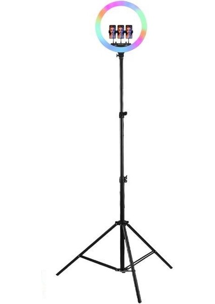 MJ36 Beyaz 2.1 M Saplı 14 Inç Işıklı Selfie Çubuğu Youtuber Makyaj Işığı