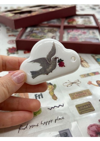 4 Bölmeli 100 Yaprak 457 Adet Özel Tasarım Retro Bordo Renk Nostaljik Sticker Set /Etiket / Çıkartma/ Su Geçirmez fiyatları