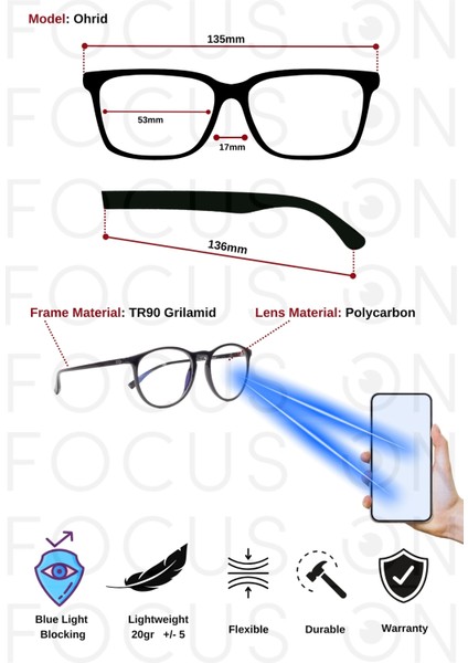 Ohrid Mavi Işık Korumalı Gözlükk modelleri