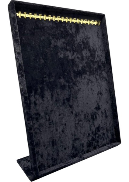 Süet Kumaş Tırnaklı Siyah Renk 34/24 cm Ayaklı Tesbih Takı Standi