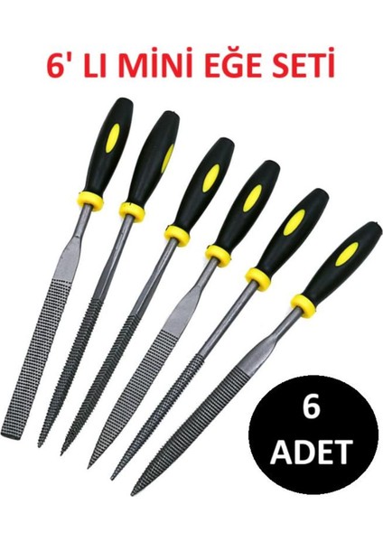 6 Parça Mini Eğe Seti Çelik Törpü Takımı Hobi Seti Düz Yuvarlak Üçgen Eğe Takımı