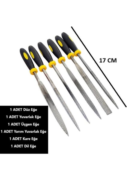 6 Parça Mini Eğe Seti Çelik Törpü Takımı Hobi Seti Düz Yuvarlak Üçgen Eğe Takımı