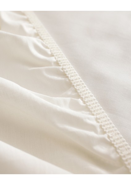 Manon King Size Plus %100 Pamuk Ranforce Lastikli Çarşaf - Ekru fiyatları
