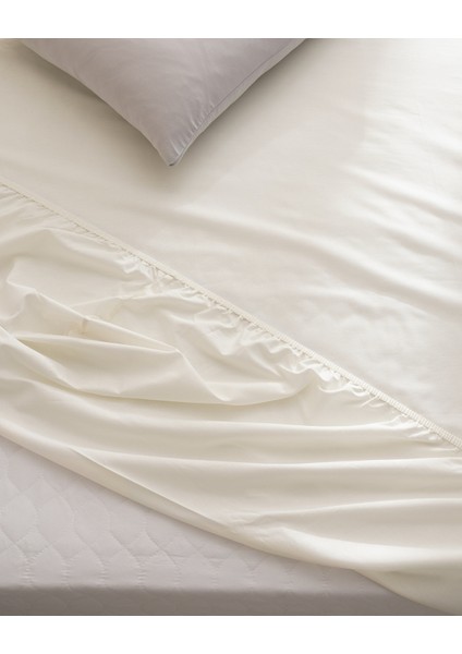 Manon King Size Plus %100 Pamuk Ranforce Lastikli Çarşaf - Ekru fırsatları