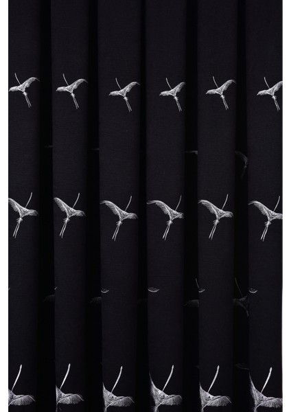 Anka Kuşu Nakışlı Siyah Fon Perde Tek Kanat 1 x 3 Sık Pile indirimleri