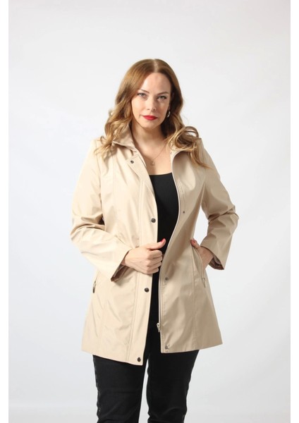 1616 Fermuarlı Cep Detaylı Kapuşonlu Bondit Ceket fiyatları