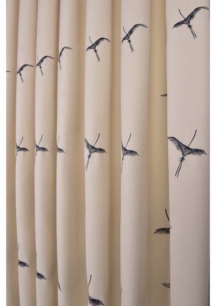 Anka Kuşu Nakışlı Ekru Fon Perde Tek Kanat 1 x 3 Sık Pile fırsatları