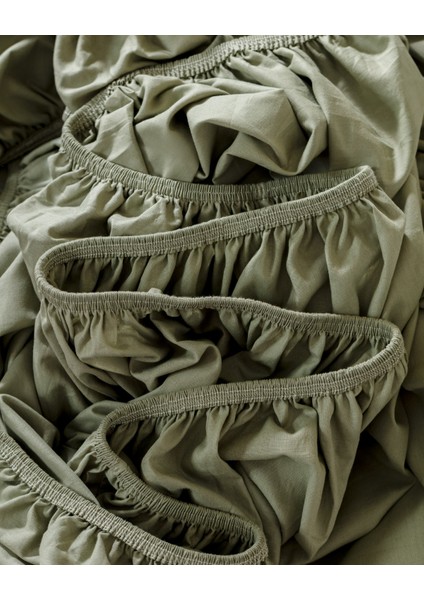 Manon Tek Kişilik %100 Pamuk Ranforce Lastikli Çarşaf Takımı - Haki fırsatları