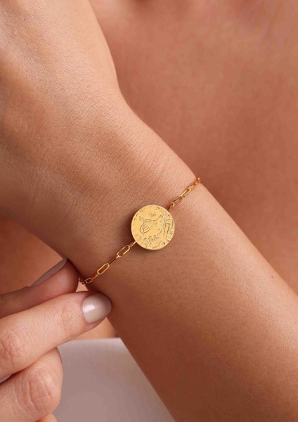 14 Ayar Altın Tuğralı Ataç Bileklik