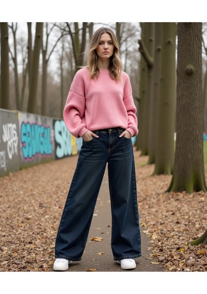 Kadın Pamuk Wide Leg Baggy Jeans