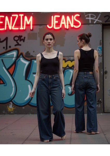 Kadın Pamuk Wide Leg Baggy Jeans fırsatları