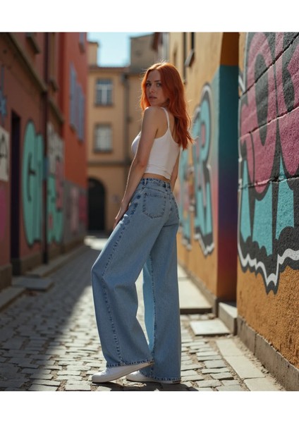 Kadın Pamuk Wide Leg Baggy Jeans modelleri