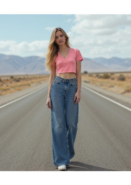 Kadın Pamuk Wide Leg Baggy Jeans fiyatları
