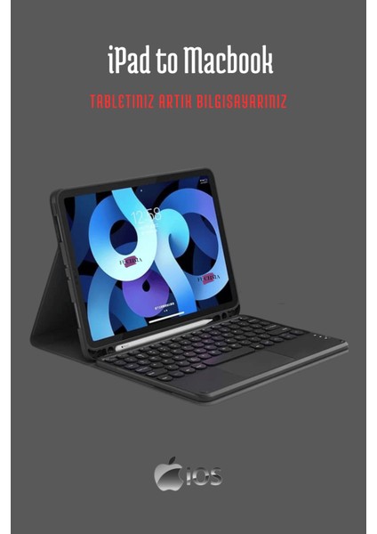 iPad Pro 11 2024 Uyumlu Fuchsia Touch Padli Bluetoothlu Klavyeli Standlı Tablet Kılıfı