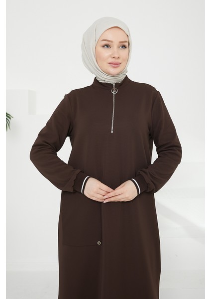 Kolları Ribanalı Yarım Fermuarlı Tunik 24KT453