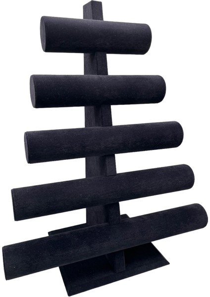 Yerli Üretim Süet Kumaş Siyah Renk Beş Kademeli 45/34 cm Bileklik-Saat Sergileme Standı