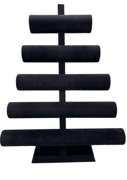 Yerli Üretim Süet Kumaş Siyah Renk Beş Kademeli 45/34 cm Bileklik-Saat Sergileme Standı fiyatları