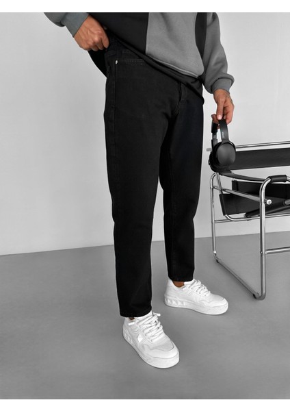 Erkek Boyfriend Fit Pamuklu Basic Jean Pantolon Siyah modelleri