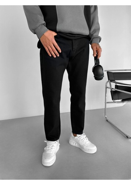 Erkek Boyfriend Fit Pamuklu Basic Jean Pantolon Siyah fırsatları