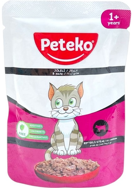 Biftekli Yetişkin Kedi Yaş Maması (+1 Yaş) 85 gr 24 Adet